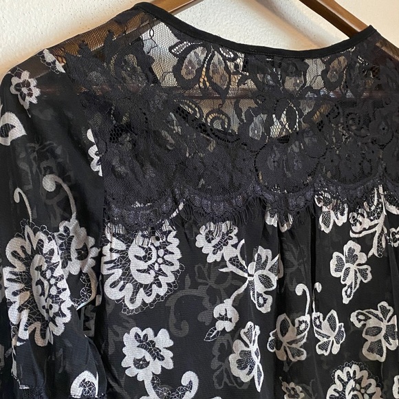INC Sheer Lace Floral Blouse - Picture 4 of 5